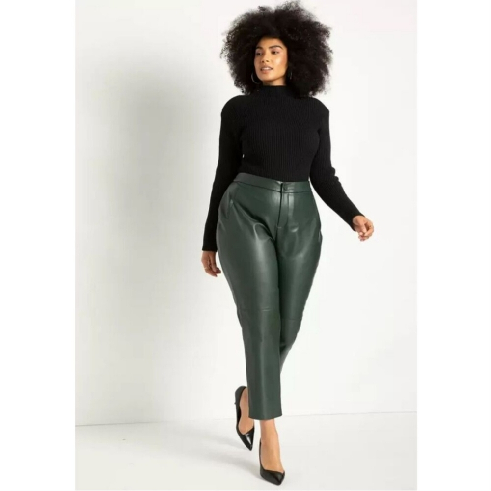 Eloquii Gena Fit Slim Faux Leather Pant in Pine Grove GENA fit size 20